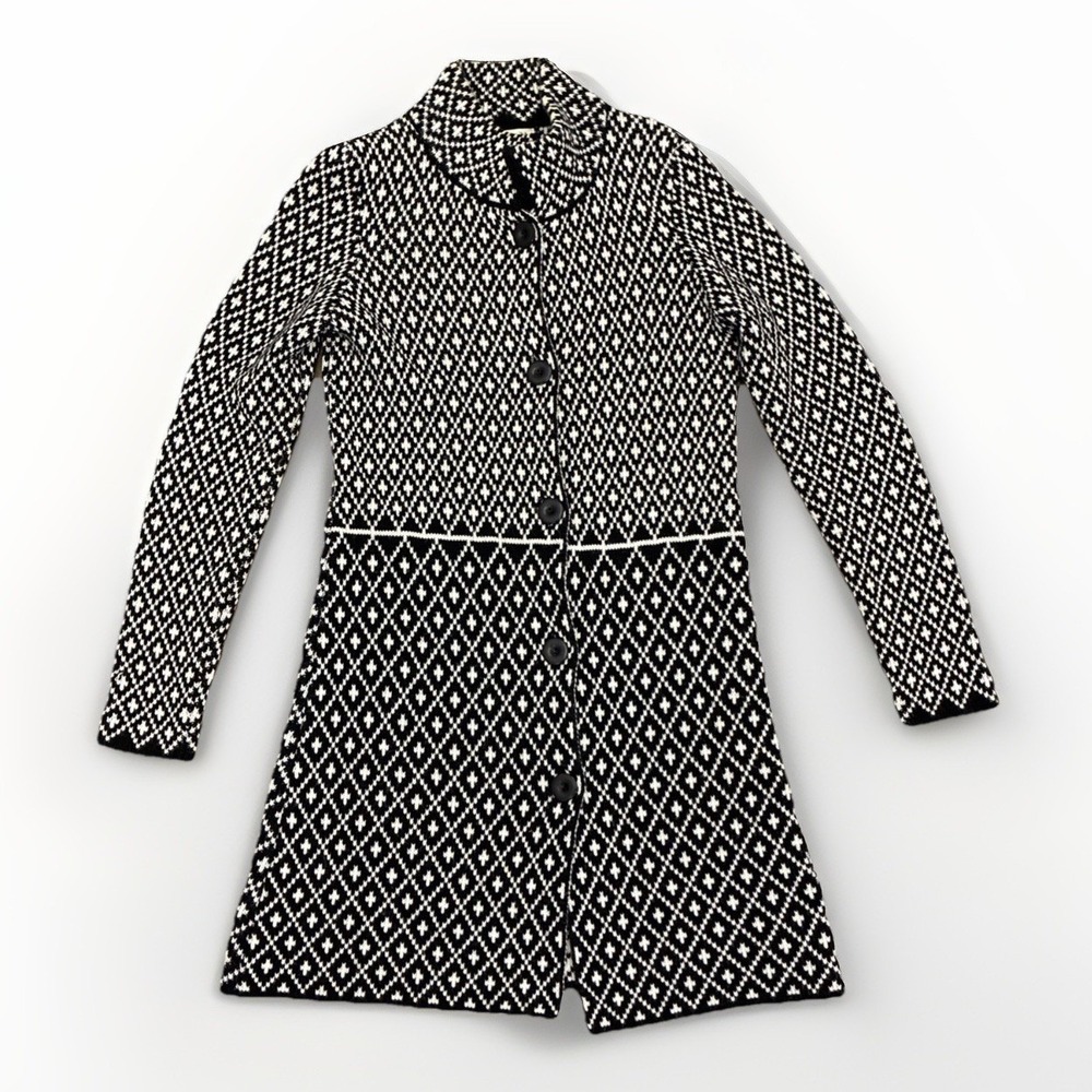 Cocogio Black White Sweater Women's Coat Made In Italy 🇮🇹 Size L